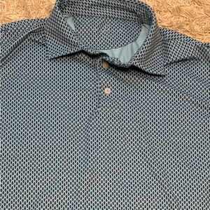 Southern Tide Blue and Navy fish patterned polo shirt XL